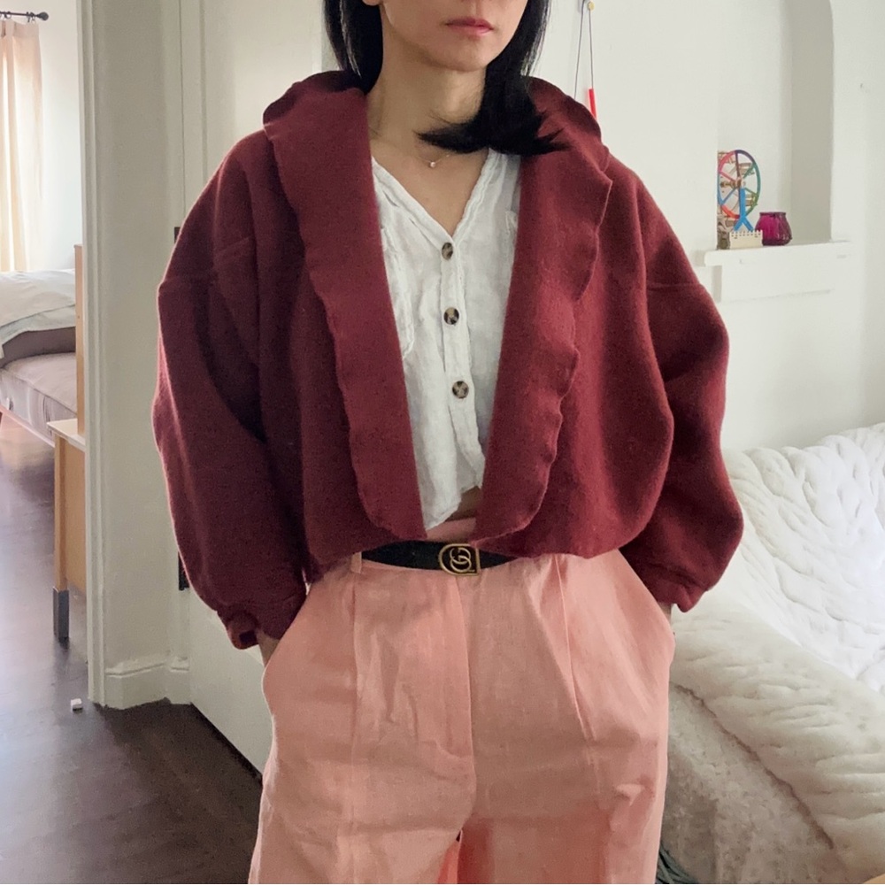 Vintage Merle Chicago Dark Maroon Large Sleeves Jacket S